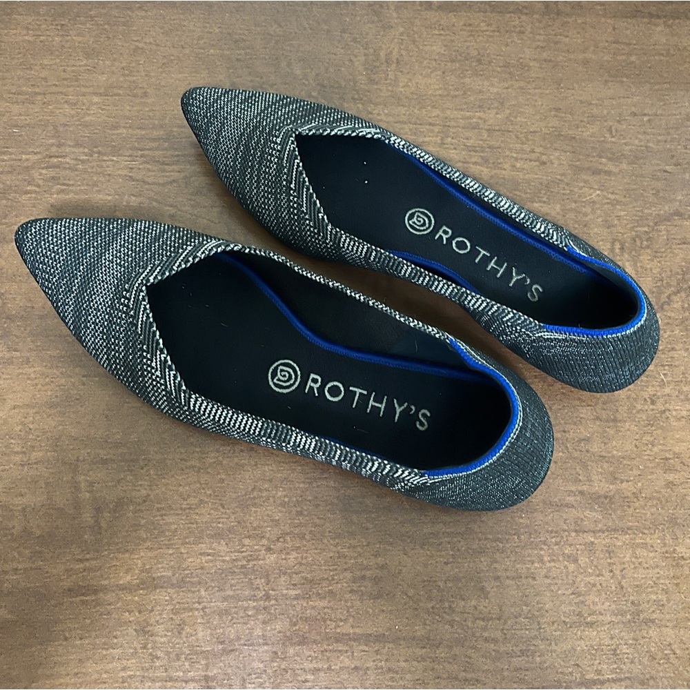 Rothy's The Point Flats in Gray Granite Heather, Women's Size 8.5